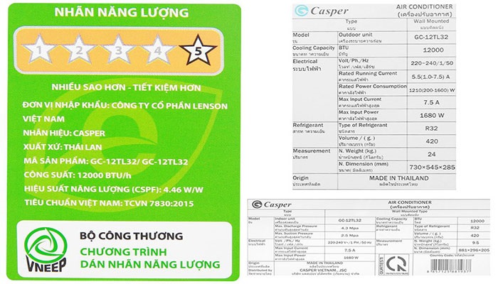 Casper GH-18IS33 tiết kiệm điện 5 sao tiết kiệm đến 50% tiền điện