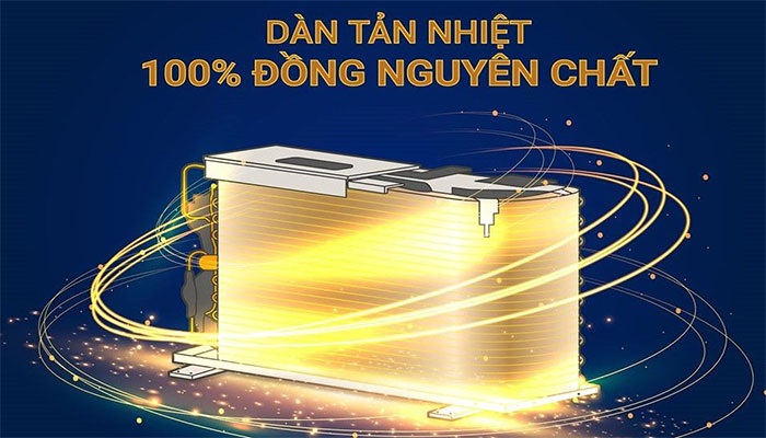 Dàn nóng Casper được làm bằng đồng và cánh tản nhiệt được mạ vàng