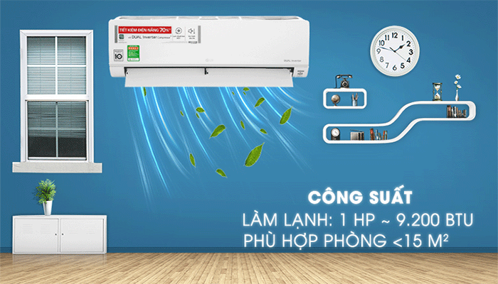Điều hòa LG 9000btu bảo vệ không gian với tấm lọc bụi hiệu quả