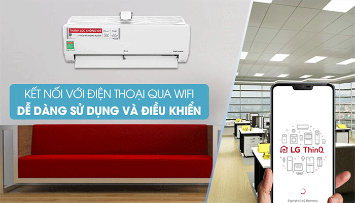 Điểm nổi bật trên máy lạnh LG là hệ thống kết nối Wifi