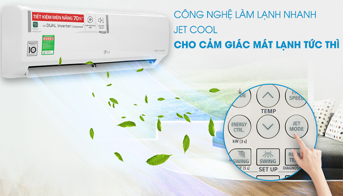 Điều hòa LG 1 chiều được thiết kế với tone màu trắng đẹp mắt